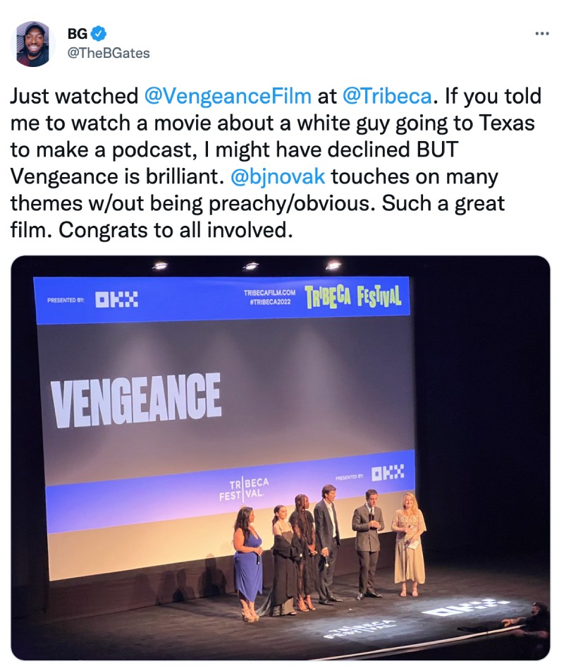 Vengeance, 2022 Tribeca Festival